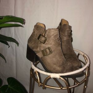 Taupe booties with buckles